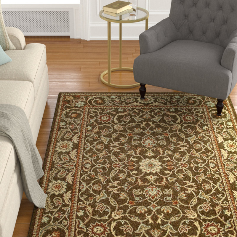 Charlton Home® Bittinger Floral Flatweave Brown/Green Area Rug Wayfair